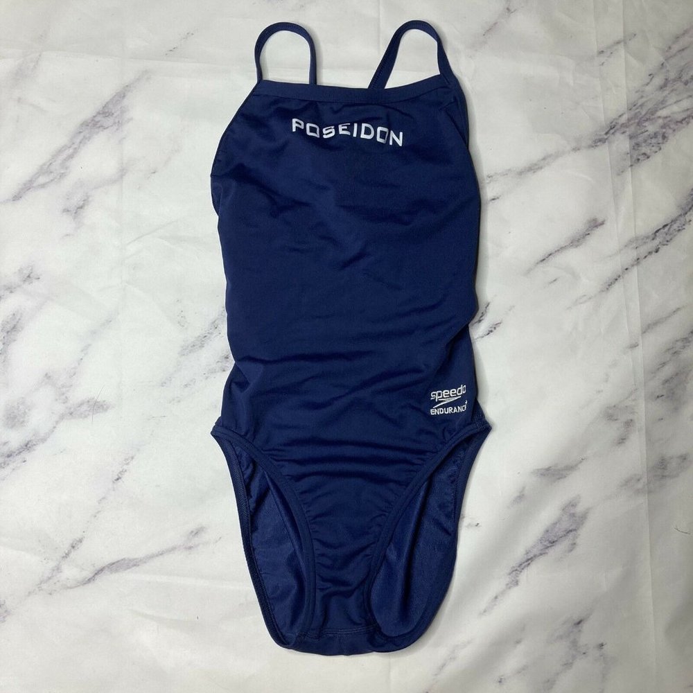Speedo One Pice Swim Suit Womens Size 26 Blue Racing Poseidon Endurance 12